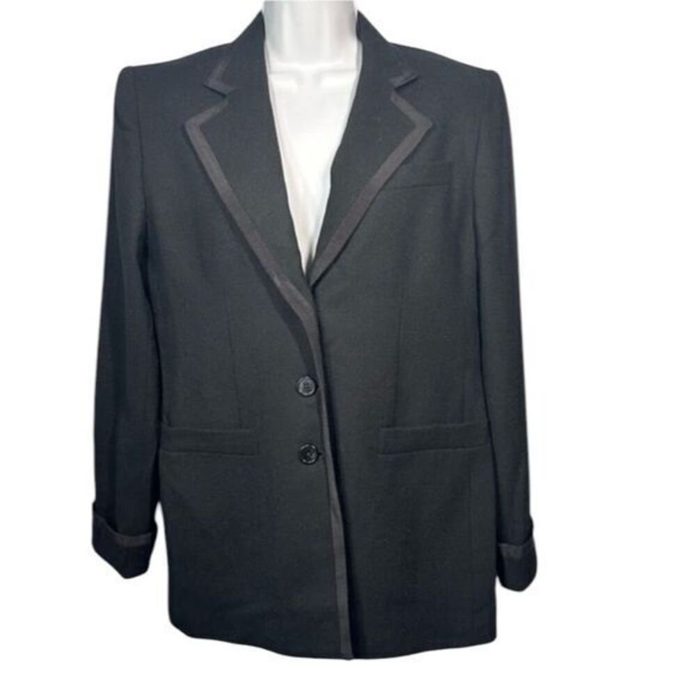 VTG Lauren‎ Ralph Lauren 100% Worsted Wool Black Blazer Jacket Notched Collar 6